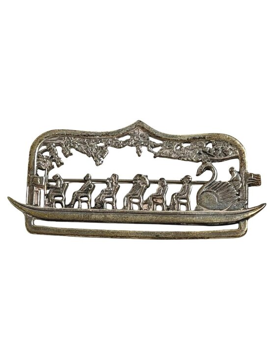 Hand & Hammer Jewelry - Vintage Hand & Hammer H&H de mMatteo Sterling Silver Swan Boat Pin Brooch US Fla